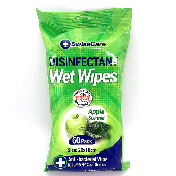 Swisscare Disinfectant Wet Wipers 20x18cm 60pk