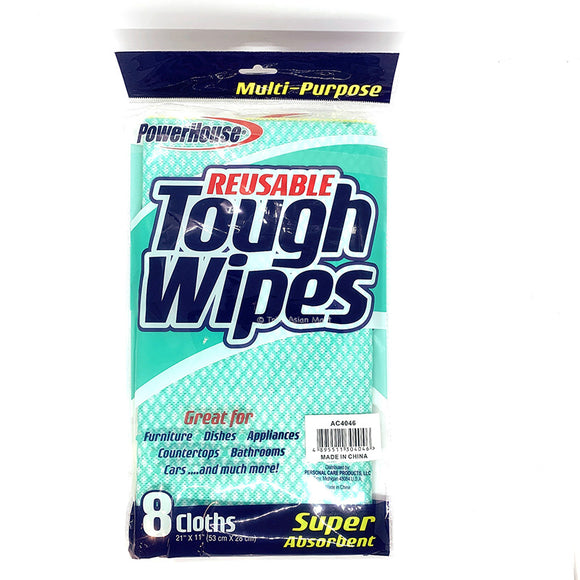 Power House Reusable Tough Wipes 53 x 28cm 8 Pack